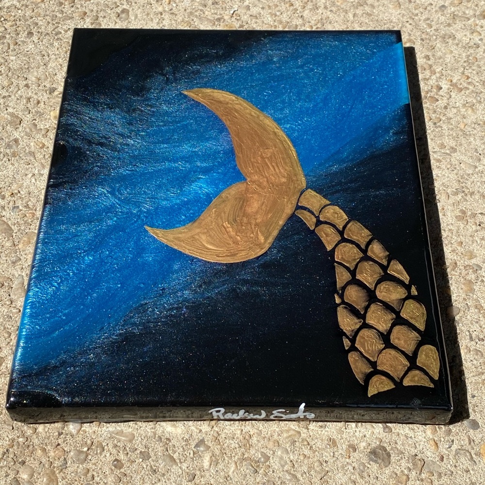 Original Resin Art On Canvas Painting  🧜‍♀️💫